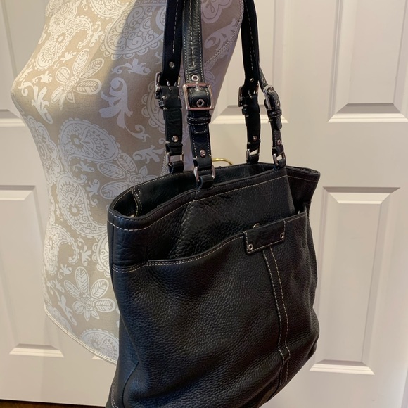 Coach Black Leather Tote / Purse - Picture 6 of 11